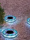 4Pcs LED Mosaic Solar Disk Light Solar-Powered Decorative Driveway Lamps Auto On/Off Ground Mosaic Disk Lamp for Outdoor Walkway Patio & Lawn