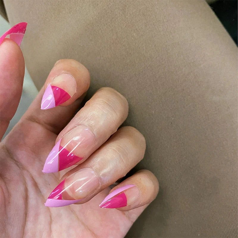 24pcs stiletto false press on nails matte Black color Leopard Wear Finished product wearable full cover acrylic nails products-Nail Inspo