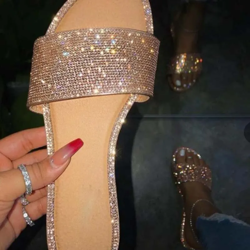 Women Shoes Crystal Slippers Summer Sandals For Women Fashion Candy Color Flip Flops Women Sandals Flat Slides Sandalia Feminina