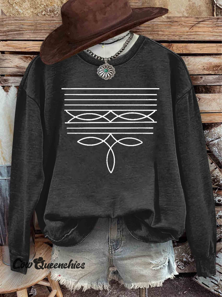 Boot Stitch Country Western Sweatshirt Black / S