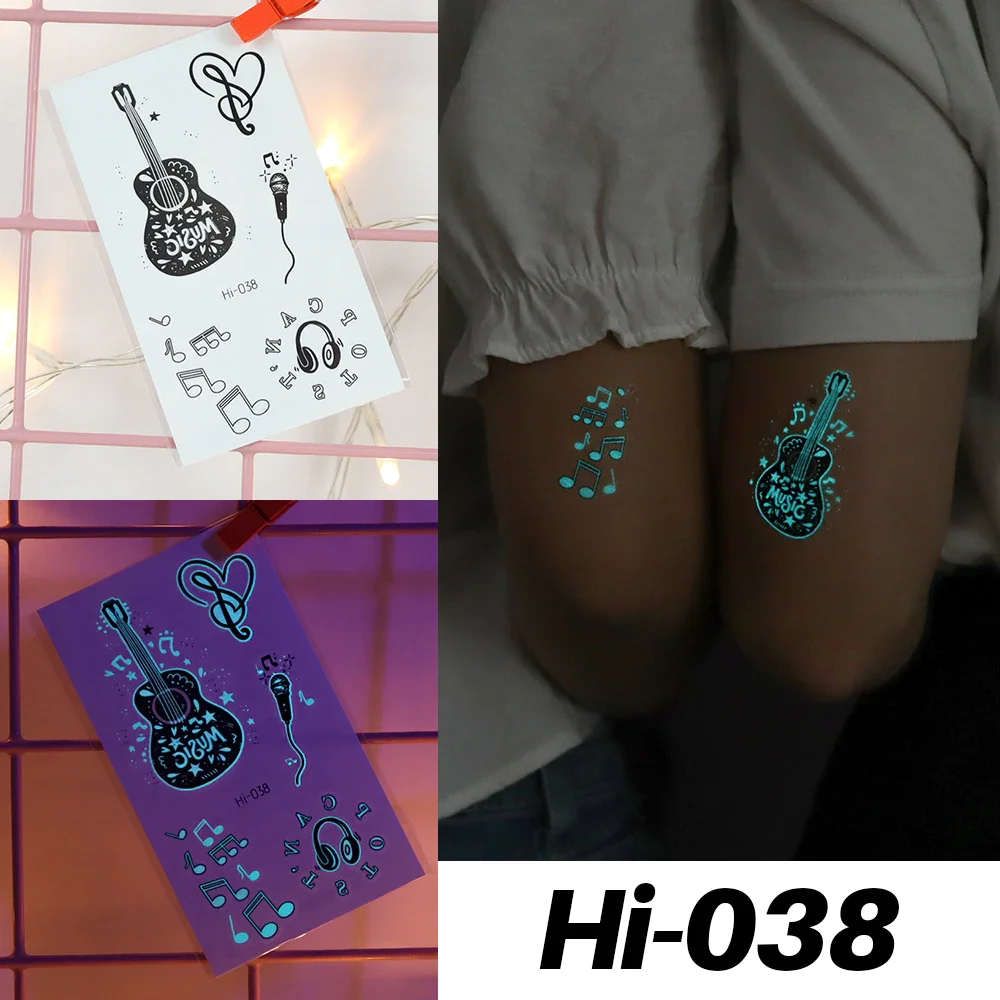 Sdrawing Luminous Tattoo Stickers Labyrinth Glowing Temporary Geometric Tattoo Waterproof Small Tatoo Body Art Fake Tattos Men Women