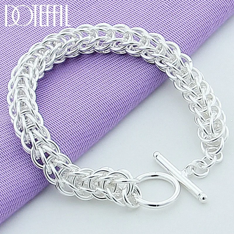 DOTEFFIL 925 Sterling Silver Multi-circle Bracelet For Woman Jewelry