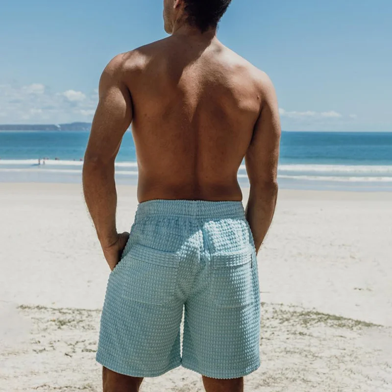 Men's Casual Terry Cloth Shorts Seaside Resort Surf Shorts