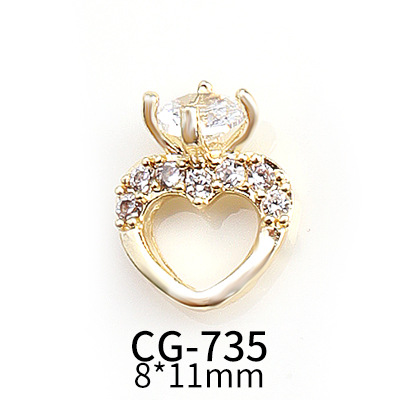 Simple Nails Design – 10Pcs Nail Art Super Sparkle Zircon Rings Shaped Designs Charms 8x11mm Heart Diamond Rings Charms Jewelry For Nails Accessories | Qinice