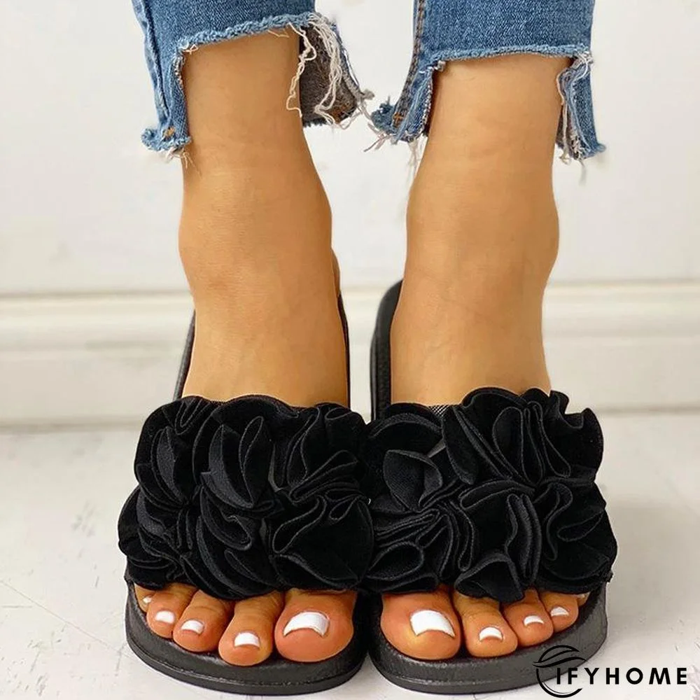 Women Flower Flat Heel Casual Summer Slippers | IFYHOME