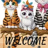 Wooden Special Shape Welcome Home Cat 3 Hooks Diamond Painting Hook Rail