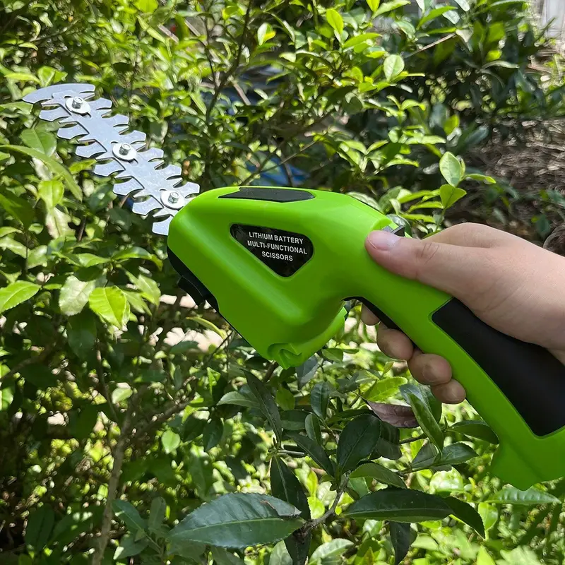 1pc effortlessly trim your lawn and shrubs with this 7 2v 2 in 1 electric handheld hedge trimmer pruning shears rechargeable lithium ion battery and charger included details 1