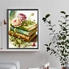 Fleurs et livres-plein rond diamant peinture-30 * 40cm