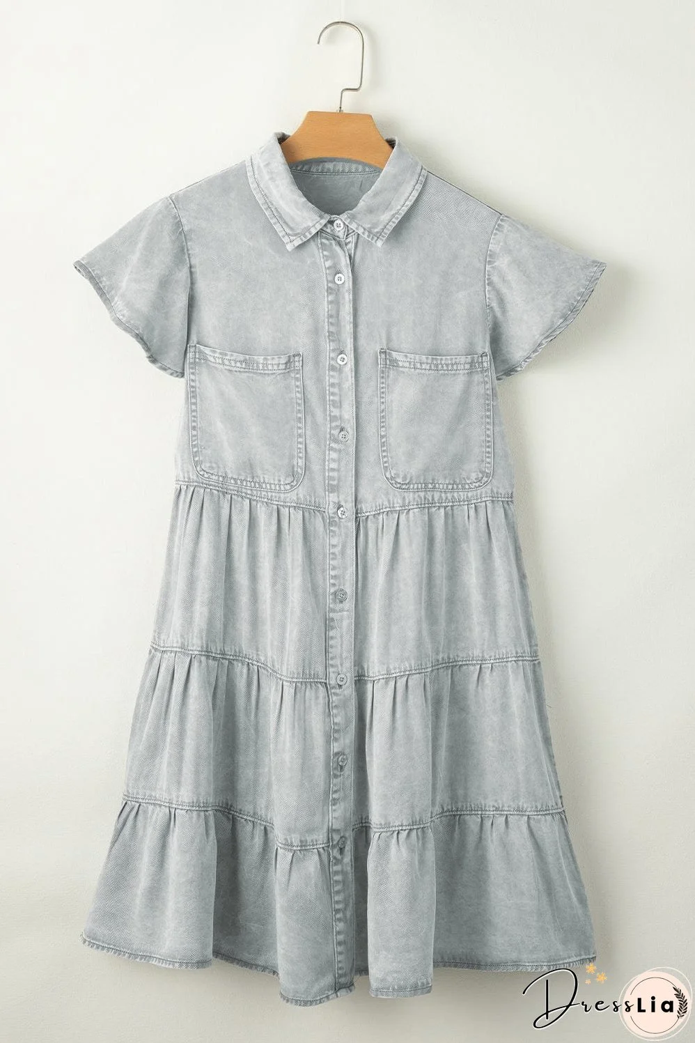 Denim Dress with Ruffles