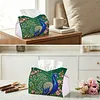 Diamond Art Tissue Box Cover DIY PU Desktop Organizer Large(peacock)