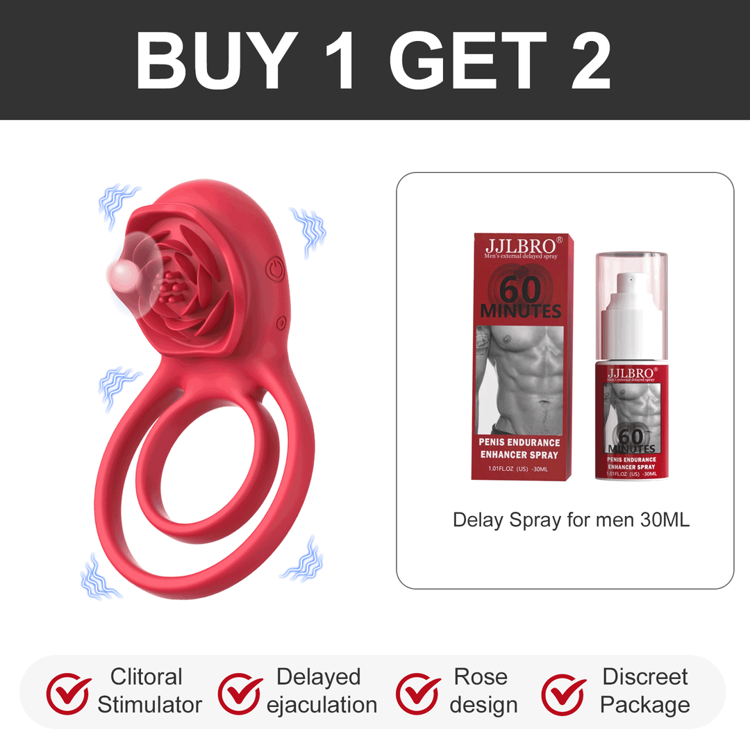 Rose Vibrating Cock Ring with Clitoral Stimulation for Couples