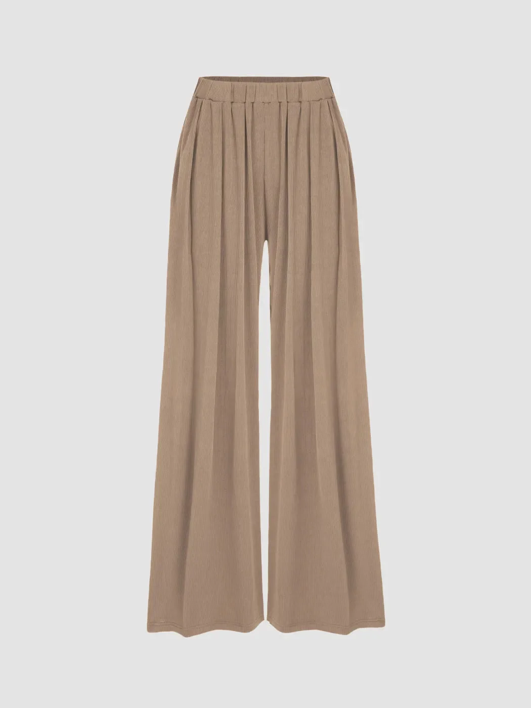 Solid Elastic Waist Wide Leg Pants (Buy 2 VIP Shipping)