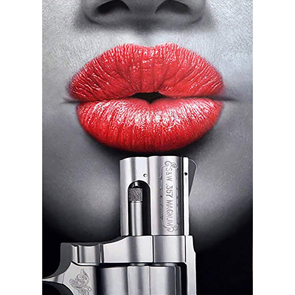 

30*40CM - Round Drill Diamond Painting - Sexy Red Lips, 501 Original