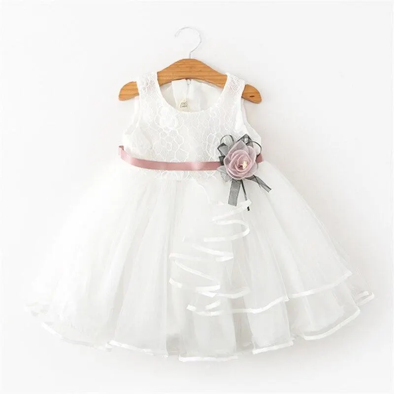 Girls Fluffy Cake Smash Dresses For Kids Toddler Lace Backless Wedding Birthday Party Baptism Princess Dress Children Clothes