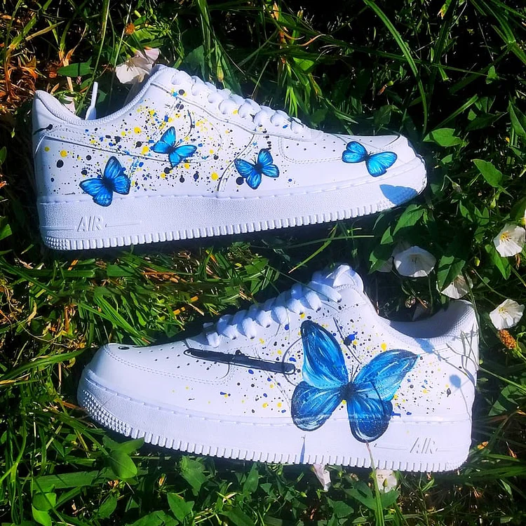 Custom Hand-Painted Sneakers- "butterfly drips"