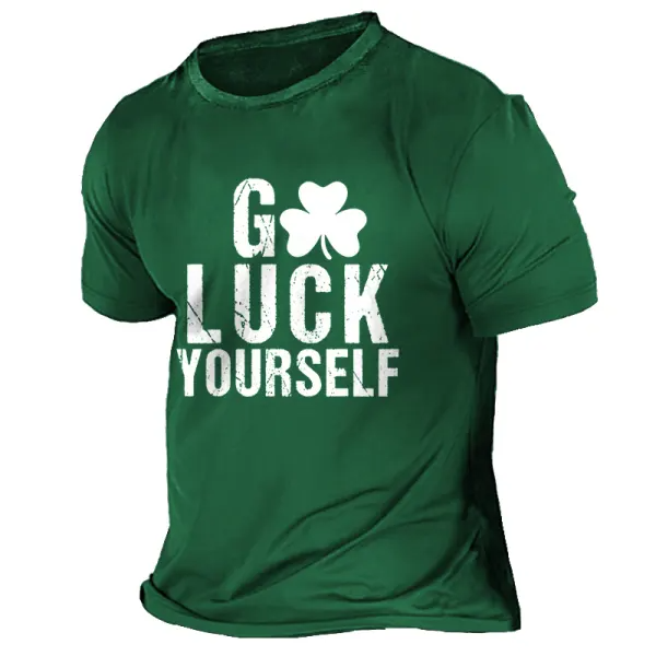 Men's Go Luck Yourself Shamrock St. Patrick's Day Daily Casual Short Sleeve Crew Neck T-Shirt ctolen
