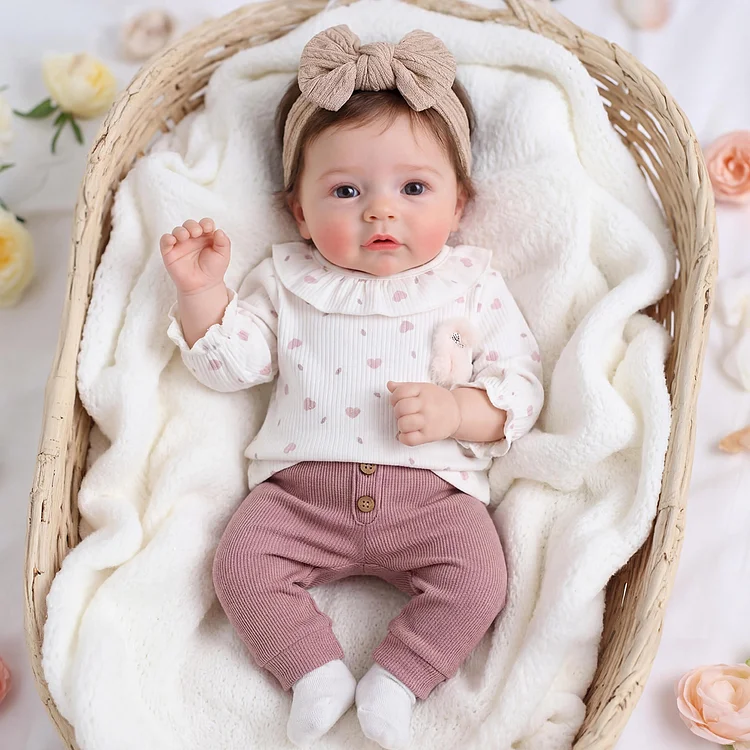 [Pre-Order] 17" Silicone Vinyl Reborn Baby Girl with Heartbeat Function, Breathing Toddler Doll with Lovely Face