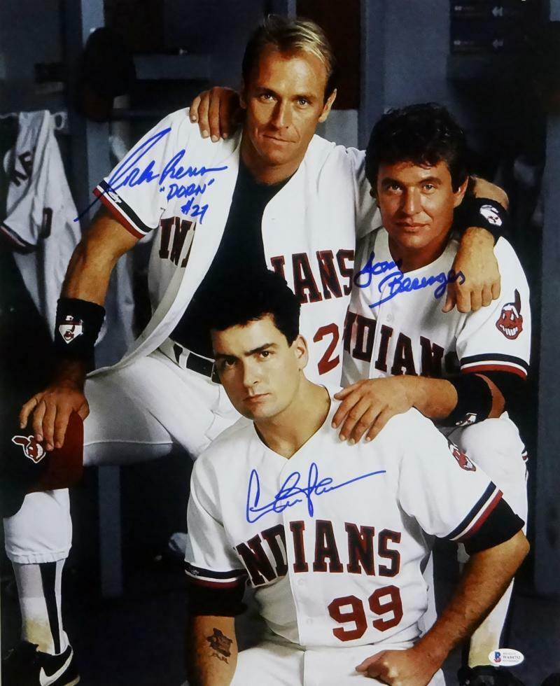 Sheen/Berenger/Bernsen Autographed Major League 16x20 Photo Poster painting- Beckett Auth *Blue