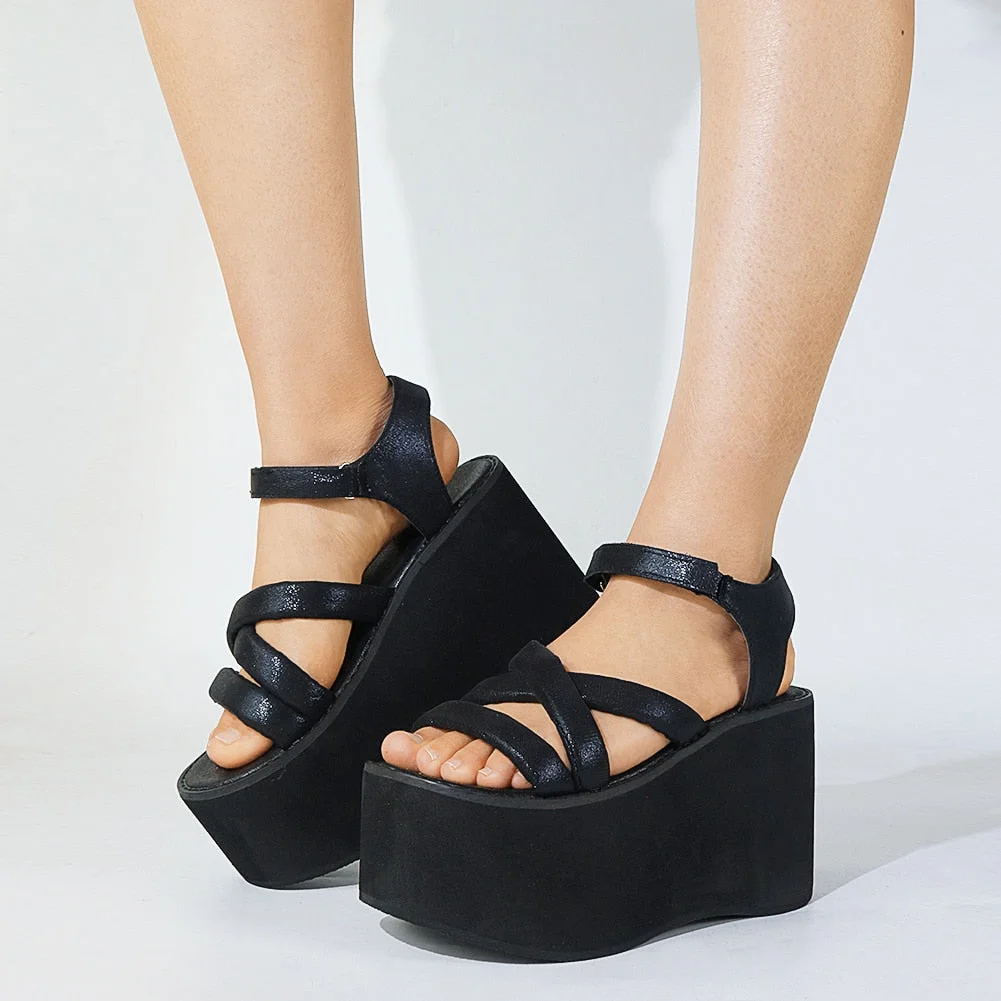 Back to College Sorphio Ins Platform New Summer Sandals For Woman Black Size 35-43 Slipper Hot Sale Thick Soled Comfy Open High Heels Shoes