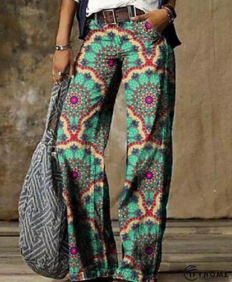 Floral Women's High Waist Straight Leg Wide Fashion Loose Jeans | IFYHOME