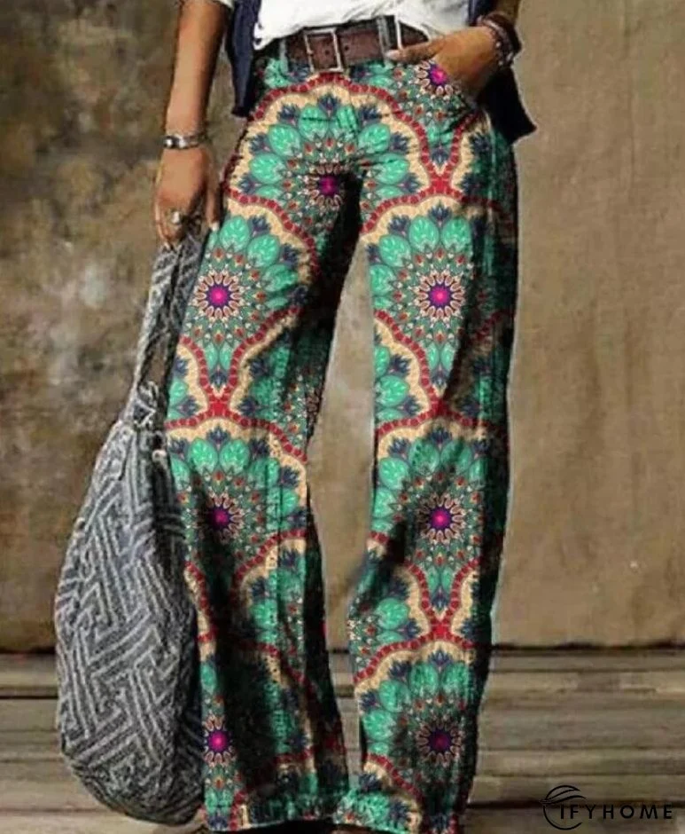 Floral Women's High Waist Straight Leg Wide Fashion Loose Jeans | IFYHOME