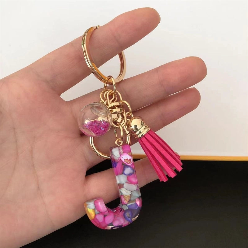 Minimalist Commute Letter Resin Unisex Bag Pendant Keychain