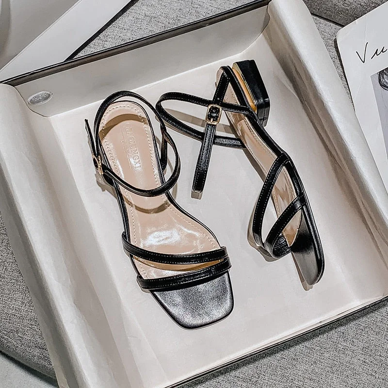 Summer 2021 Fashion Women's Sandal Roman Slip with Low Heel Designer Large Size Peep-toe Women's Shoes Size 41-43
