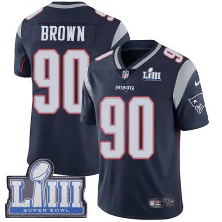 Men's New England Patriots #90 Malcom Brown Navy Blue Super Bowl LIII Vapor Untouchable Limited Stitched NFL Jersey RPA6