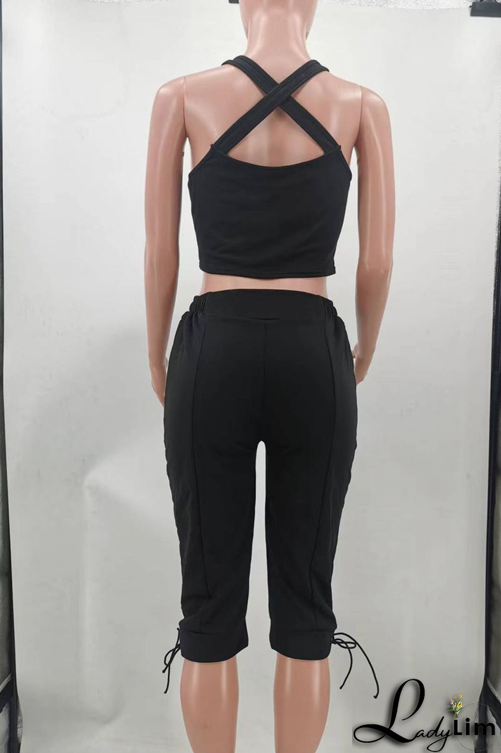 Blue Sexy Solid Split Joint V Neck Two Pieces