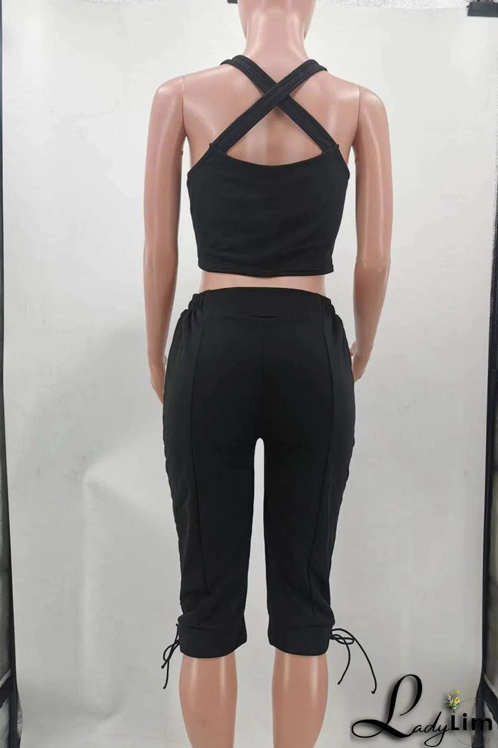 Blue Sexy Solid Split Joint V Neck Two Pieces