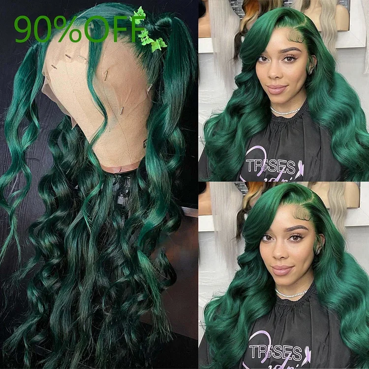 Green Human Hair HD Lace Wave Wig | Glueless Wigs | 100% Real Natural Human Hair Wigs | Medium & Long Wig