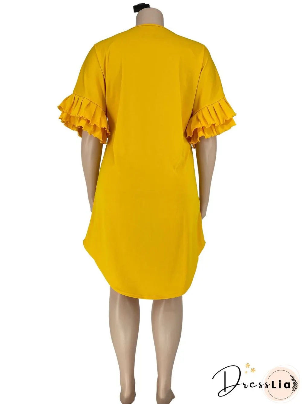 Ruffle Short Sleeve Loose Plus Size Dresses