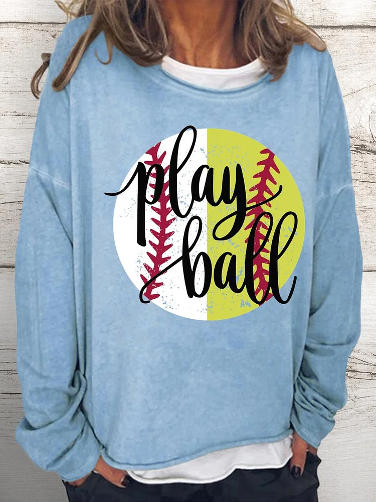 Play ball Women Loose Sweatshirt-Annaletters