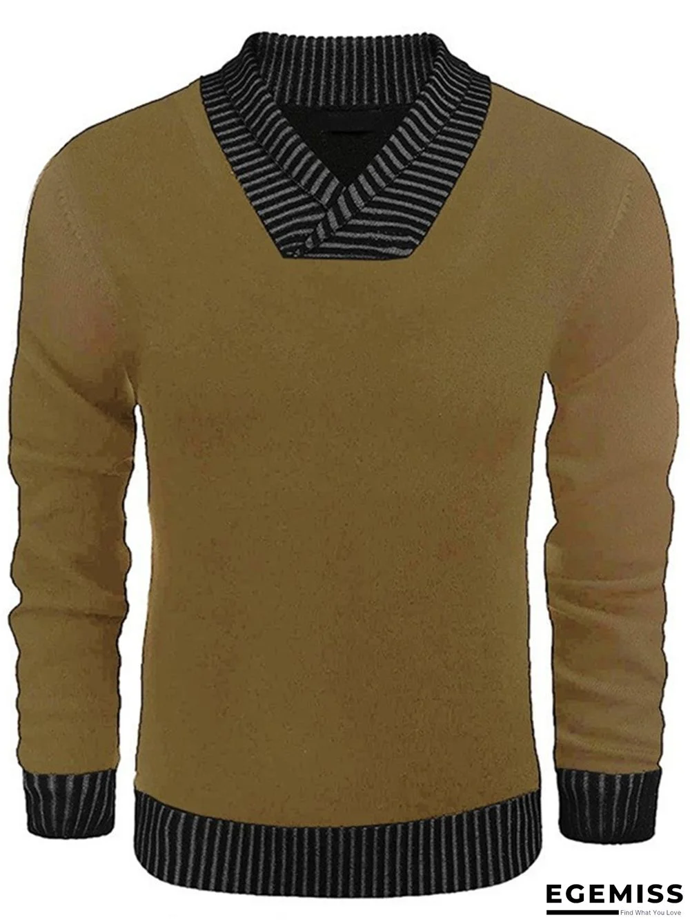 Long Sleeve V-neck Men's Casual Knitting Sweater | EGEMISS