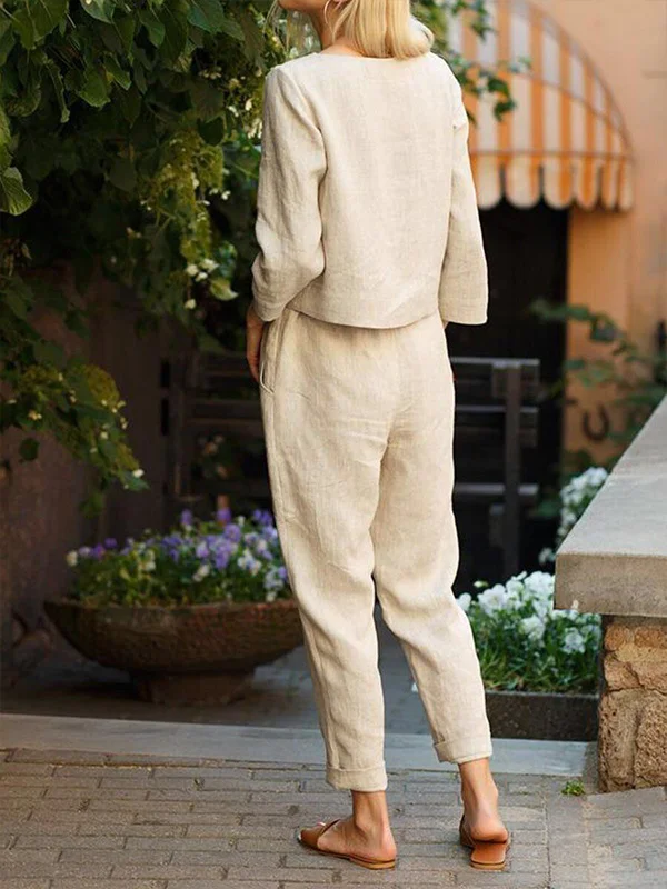 Casual Solid Color Long Sleeve Suit