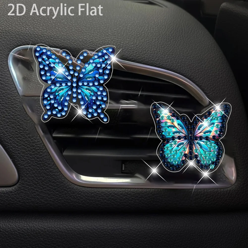 4pc Butterfly DIY Diamond Painting Car Air Vent Clip Air Freshener for Adults