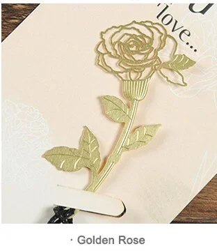 JOURNALSAY  1 Pcs Cute Mini Metal Bookmark Paper Greeting Card Set Stainless Steel Gold Plated