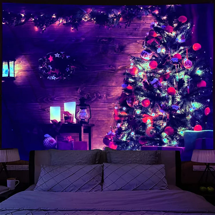 Christmas Tree - Black Light Tapestry