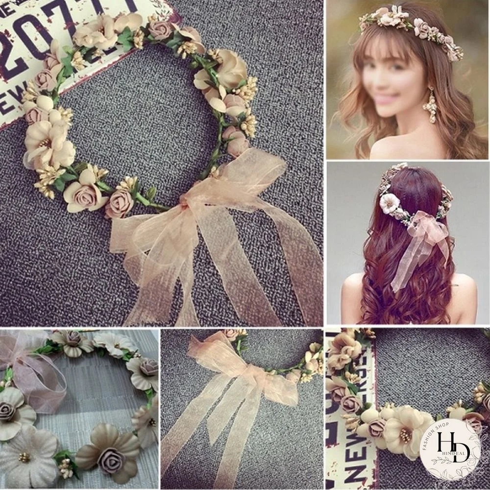 Newest Bride Wedding Headband Boho Floral Headdress Flower Hairband Beach Party Crown