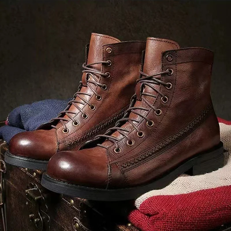 Men'S Vintage Brushed Tooling Martin Boots
