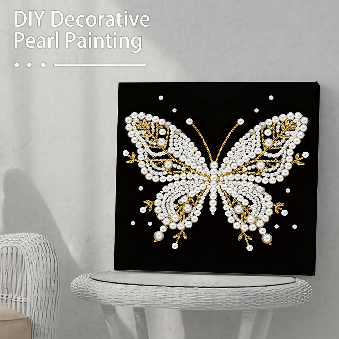 Butterfly DIY Pearl Diamond Painting Kit for Adult Home Decor 25x25cm With Frame