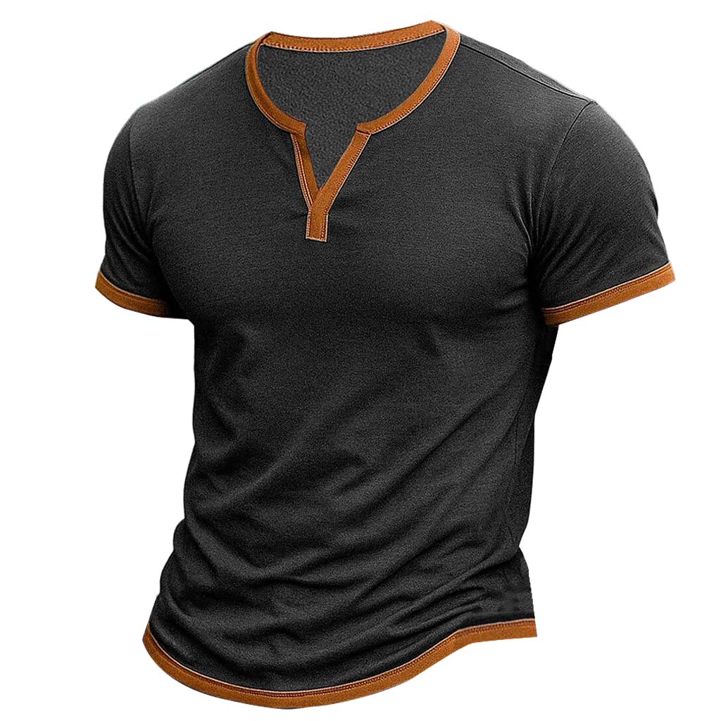 Men's Vintage Contrast V-Neck Short Sleeve T-Shirt / TECHWEAR CLUB / Techwear
