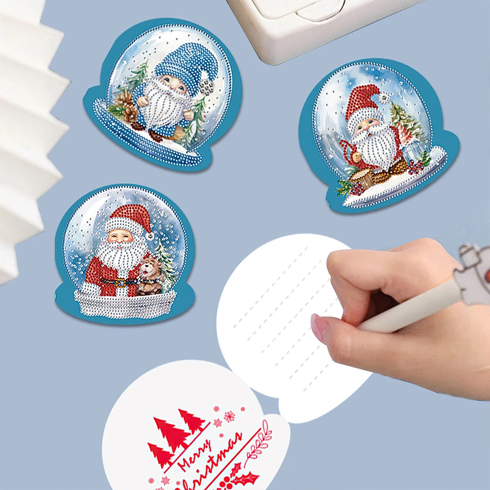 12pcs Santa Crystal Ball Special Shape Diamond Drawing Card Diamond Card【With White Envelope】