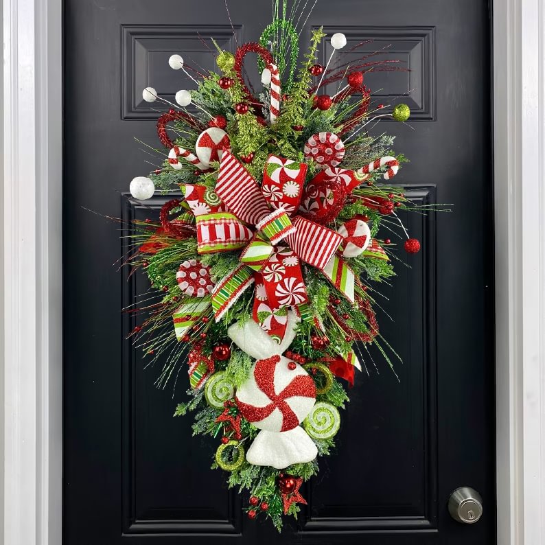 🔥Last Day 49% OFF🔥🍭Large Candy Cane Christmas Wreath🍭