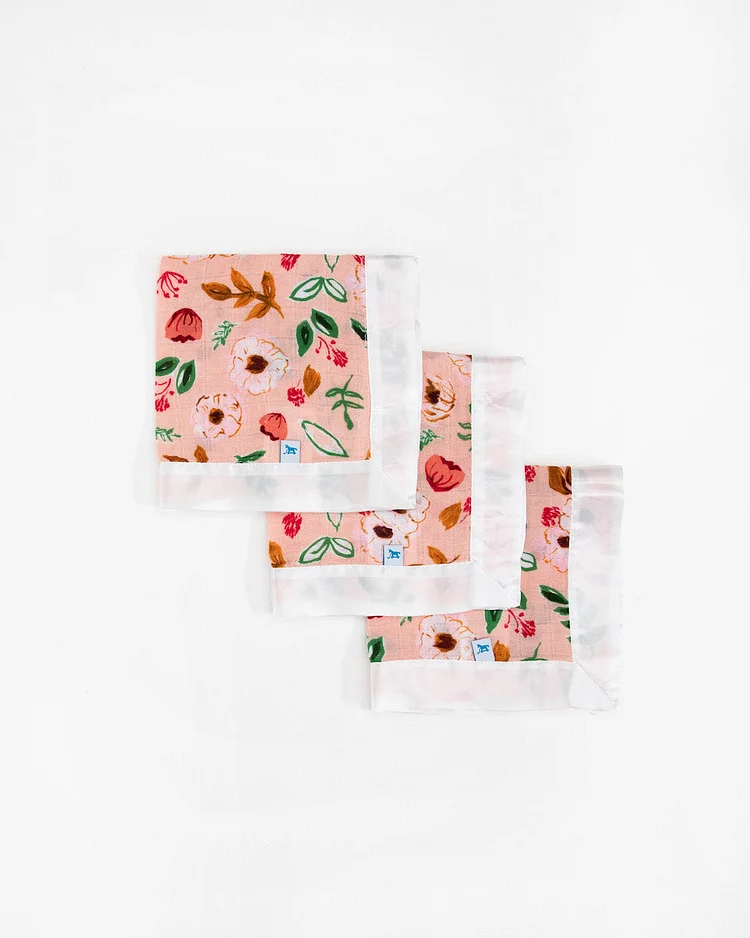 Cotton Muslin Security Blanket 3 Pack - Vintage Floral