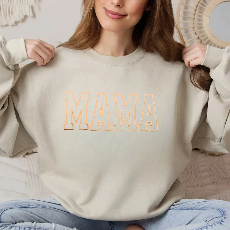 Retro Fall Quote Embroidery Sweatshirt Coquette Fall Mama Embroidery Sweatshirt 