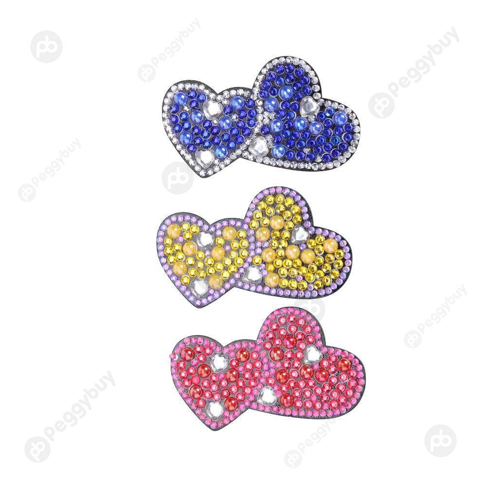 

3pcs Love Heart-DIY Creative Diamond Hairpin, 501 Original