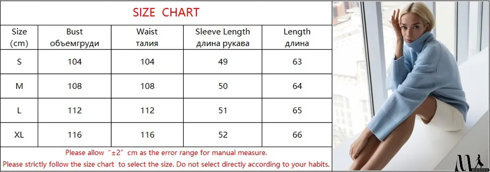 MidiSono - Winter Solid Plain Turtleneck Pullover Loose Sweater