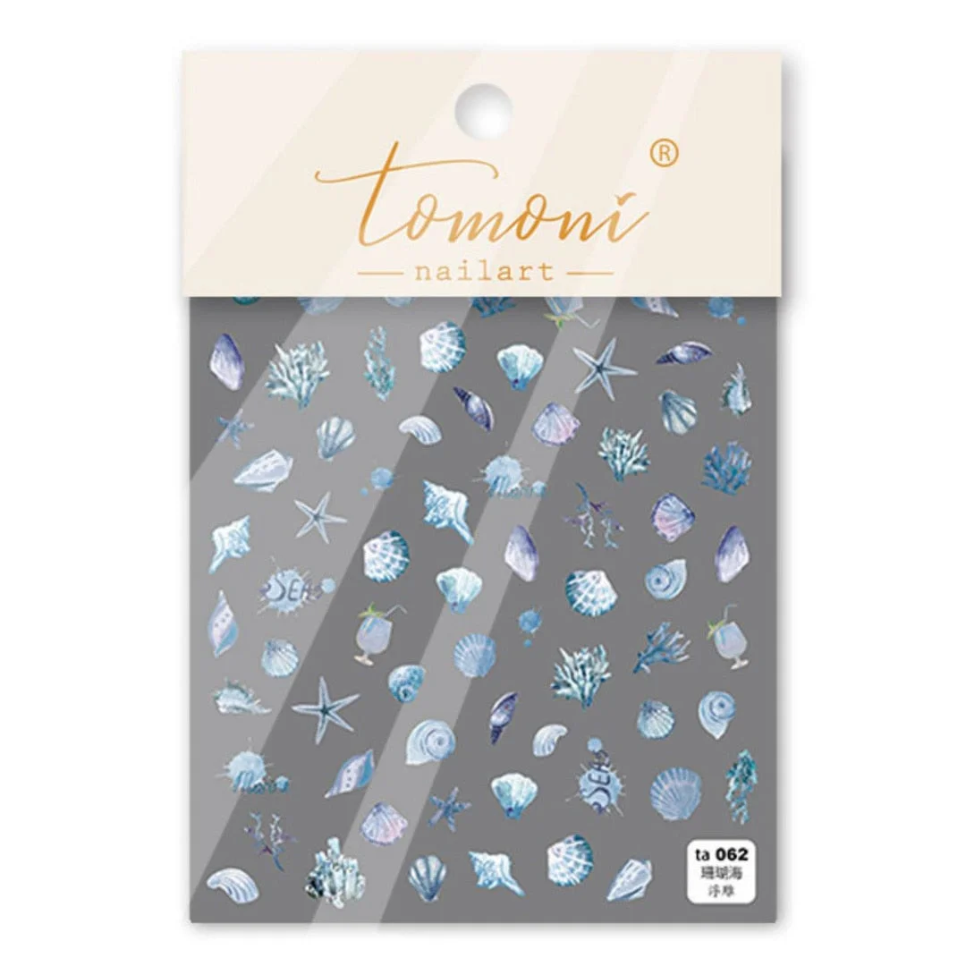 Sea Story Whales Shellfish Seaweed High Quality 3D Engraved Nail Stickers Nail Art Decorations Nail Decals Design