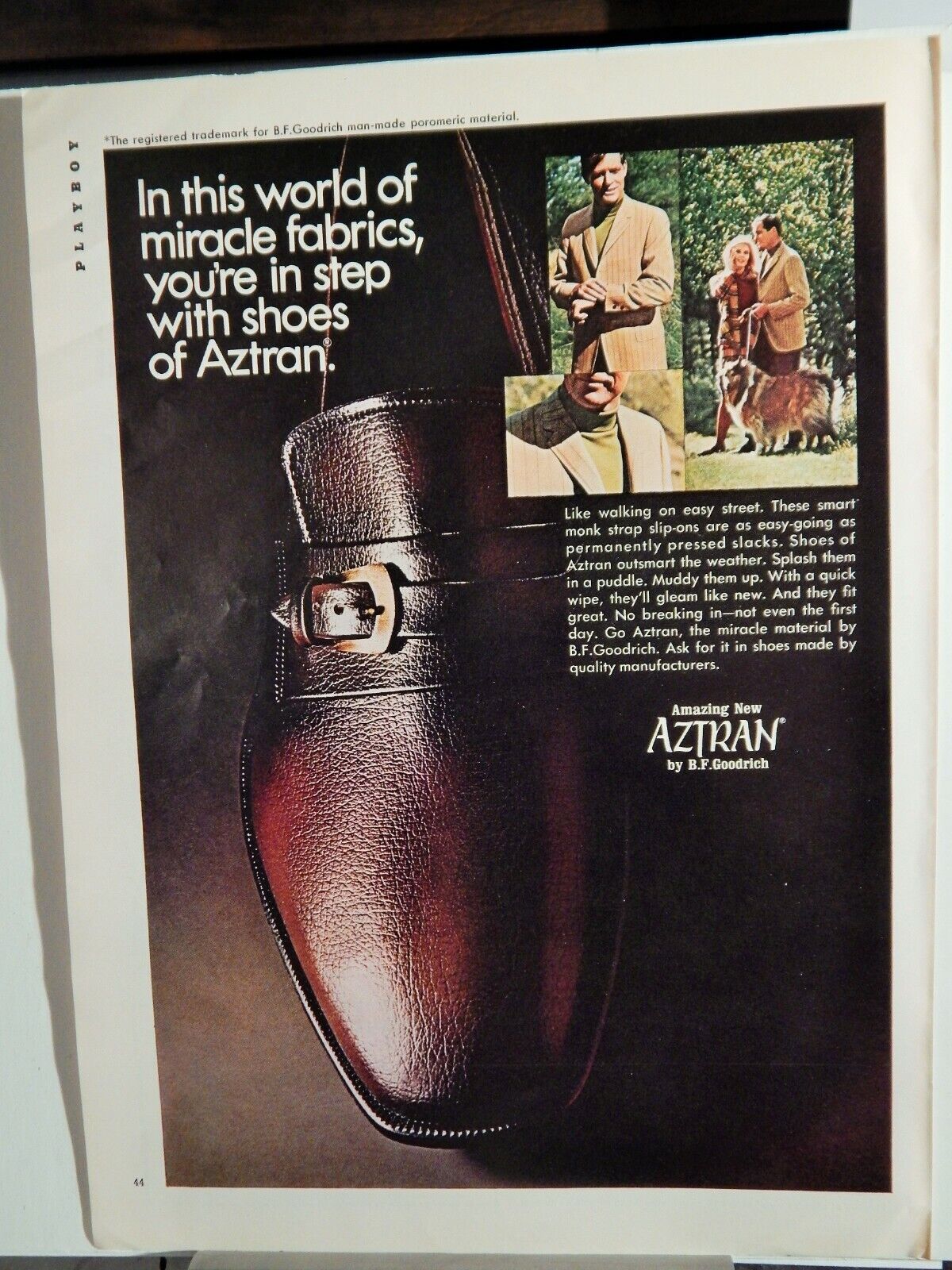 AZTRAN MENS SHOES / PLAYBOY CLUB VTG 1968 Photo Poster painting AD, RARE MUCH SOUGHT EPHEMERA